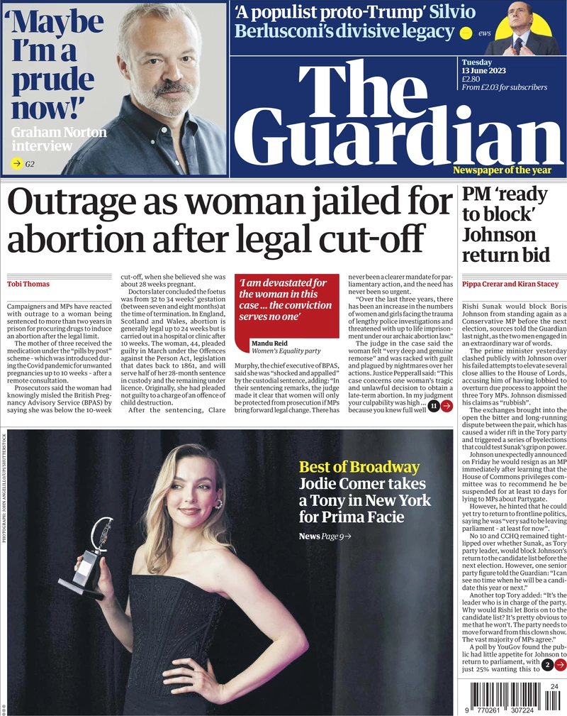The Guardian - Outrage as woman jailed for abortion after legal cut-off