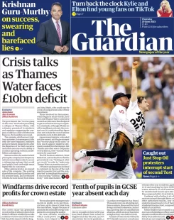 The Guardian – Crisis talks as Thames Water faces £10bn deficit 