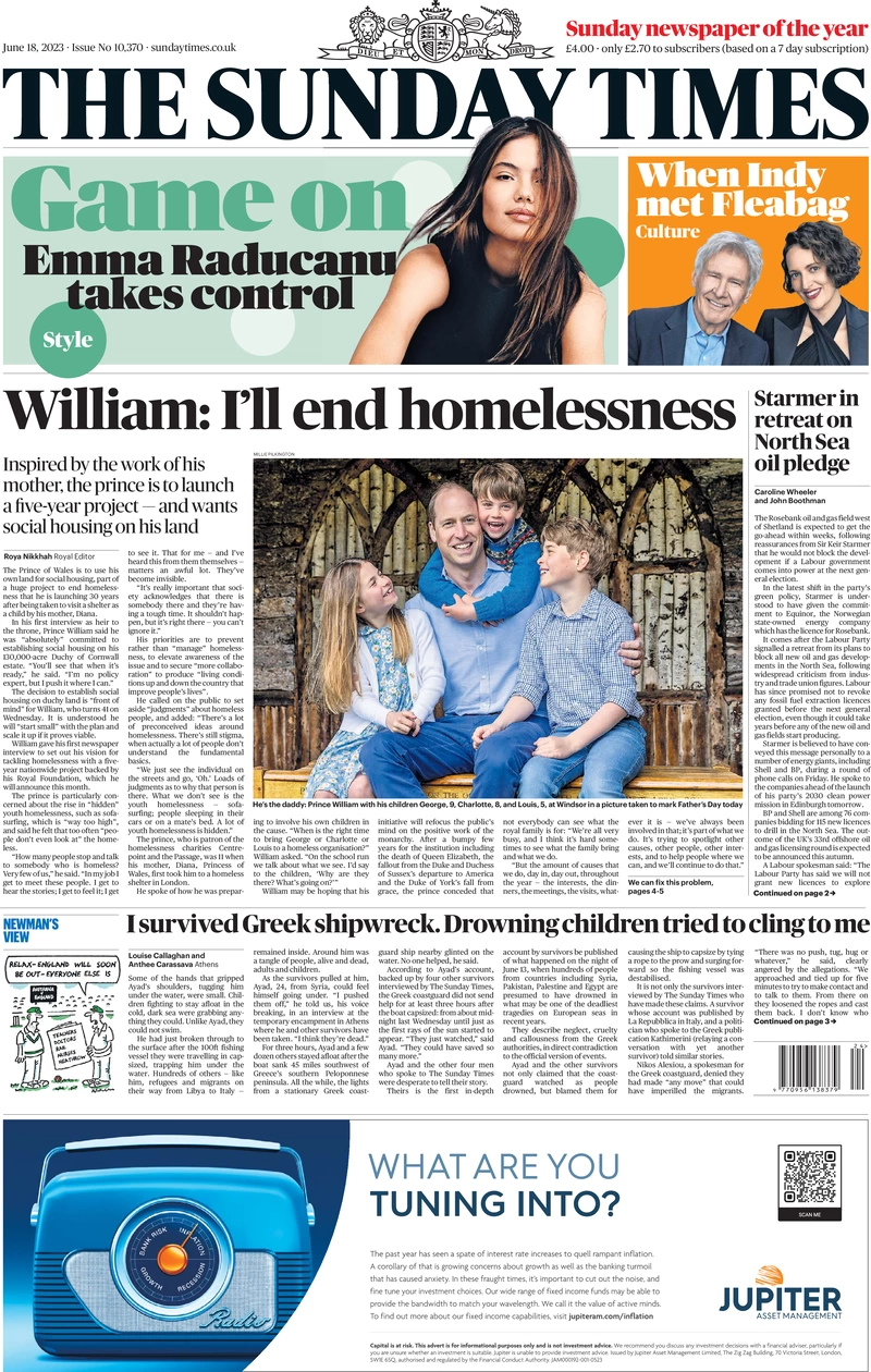 Sunday Times - William: I’ll end homelessness