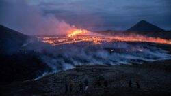 Icelandic officials warn of dangerous gases near erupting volcano