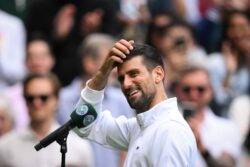 Novak Djokovic reacts to equalling Roger Federer’s Grand Slam record