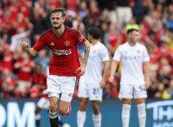 Manchester United prospect Joe Hugill reacts to goal in friendly win over Leeds