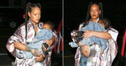 Rihanna proves she’s a cool mum in ostentatious silk jacket as she carries son and shows off growing baby bump 