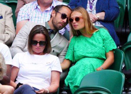 James Middleton’s pregnant wife Alizée Thevenet debuts growing baby bump at Wimbledon following couple’s happy announcement 