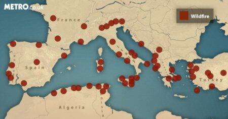 Map pinpoints where wildfires are raging in Turkey, Croatia and Italy