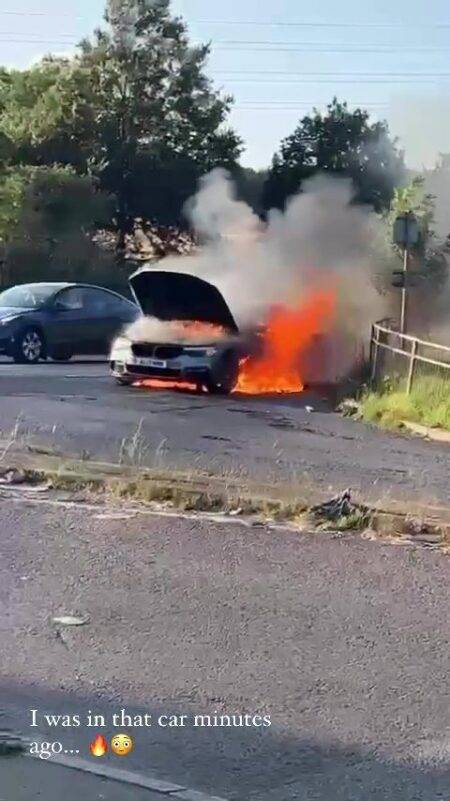 Vicky Pattison escapes from car minutes before it bursts into flames in shocking video