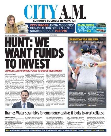 CITY AM – Hunt: We want funds to invest 