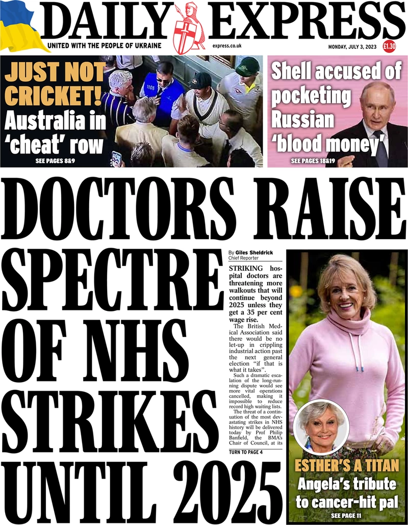 Daily Express - Doctors raise spectre of NHS strikes until 2025