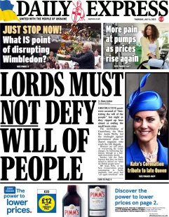 Daily Express – Lords must not defy will of people