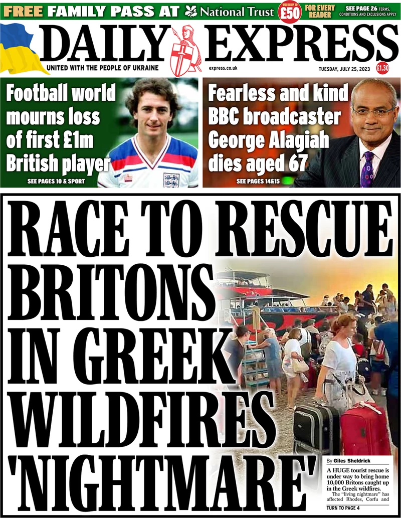 Daily Express - Race to rescue Britons in Greek wildfires ‘nightmare’