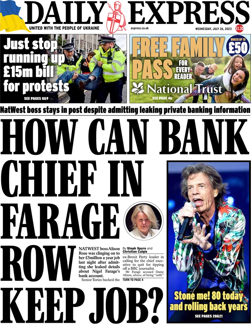 Daily Express - How can bank chief in Farage row keep job?