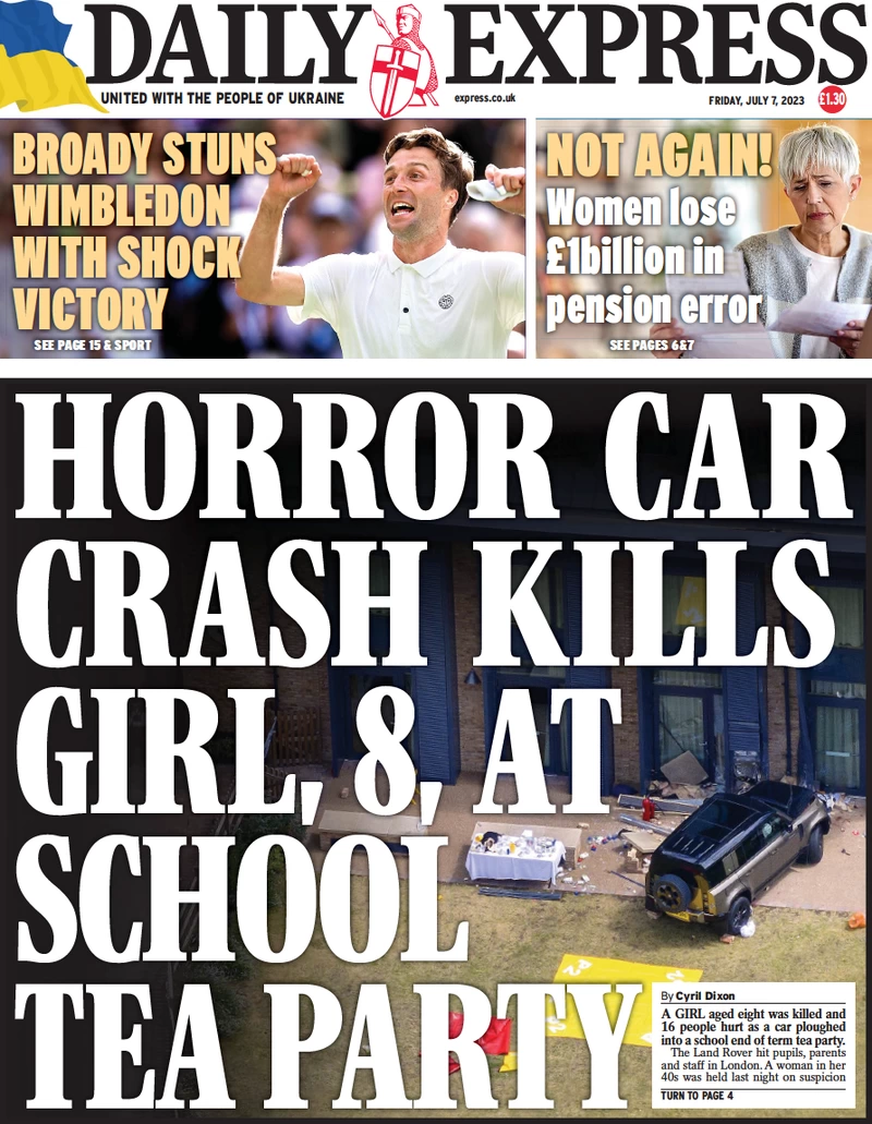Daily Express - Horror car crash kills girl at school tea party
