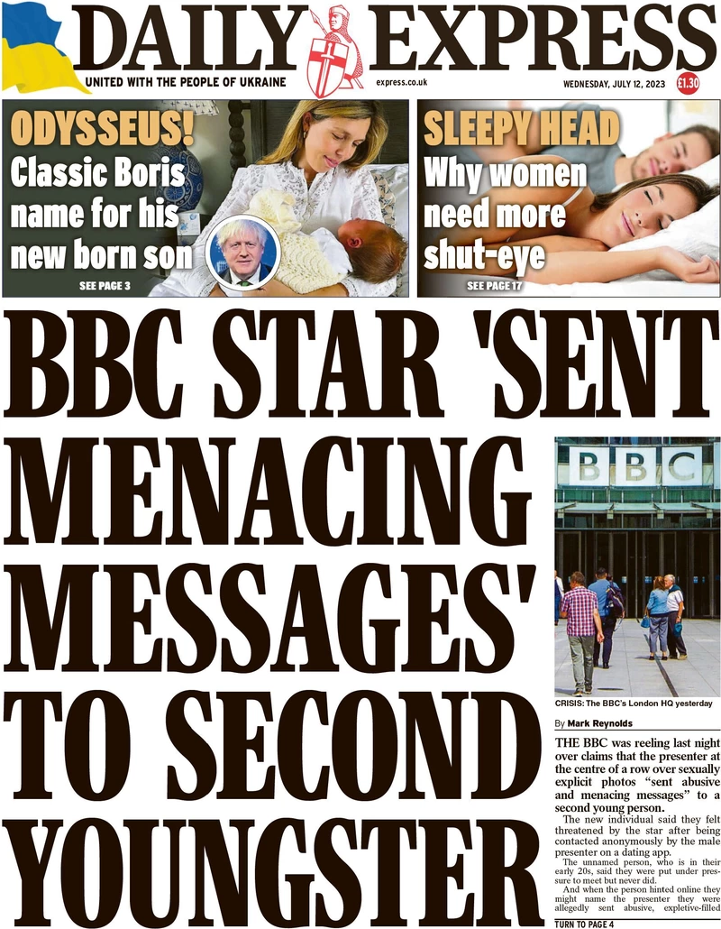 Daily Express - BBC star sent menacing messages to second youngster