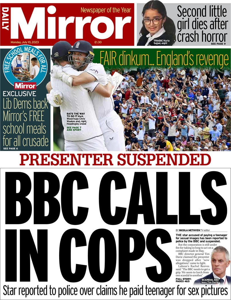 Daily Mirror - BBC calls in cops