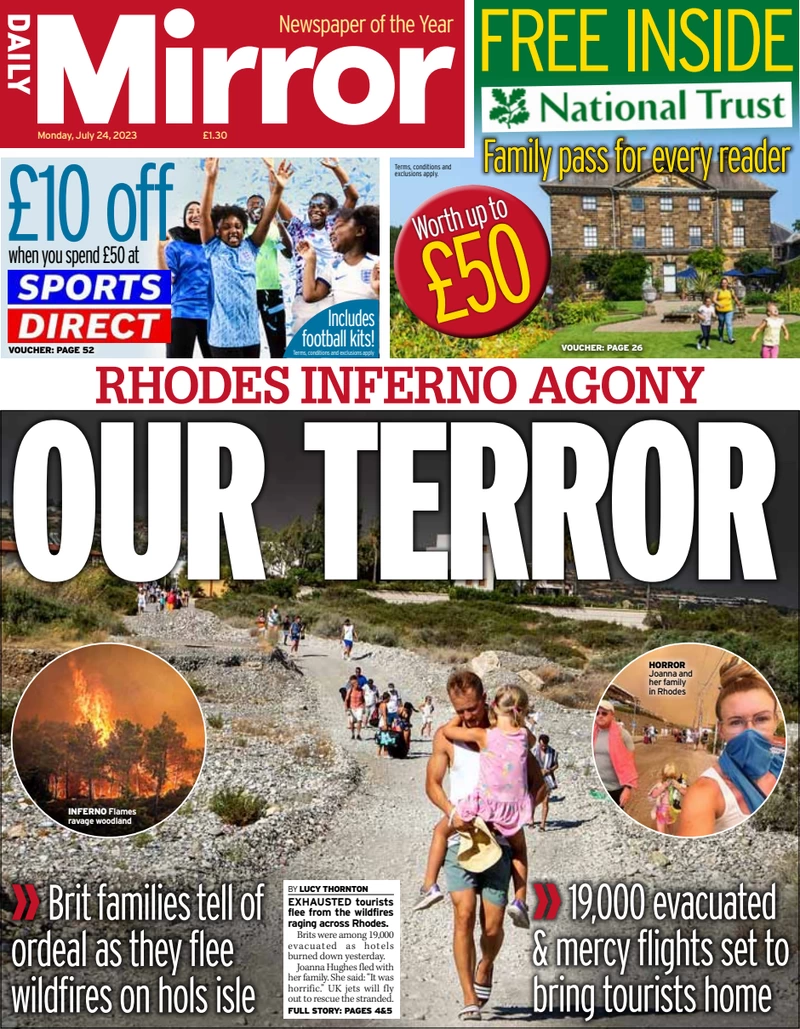Daily Mirror - Rhodes inferno agony: Our terror