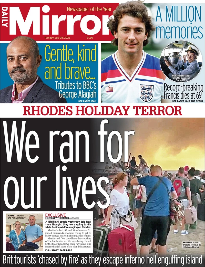 Daily Mirror - Rhodes holiday hell: We ran for our lives