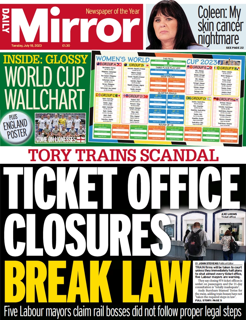 Daily Mirror - Ticket office closures break law