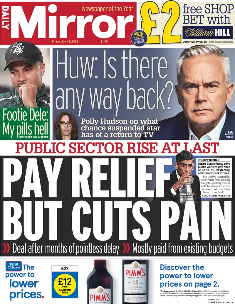 Daily Mirror - Pay relief but cuts pain