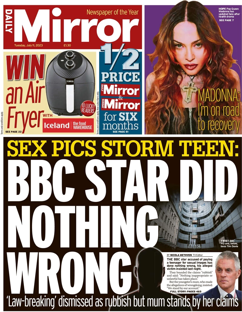 Daily Mirror - BBC star did nothing wrong