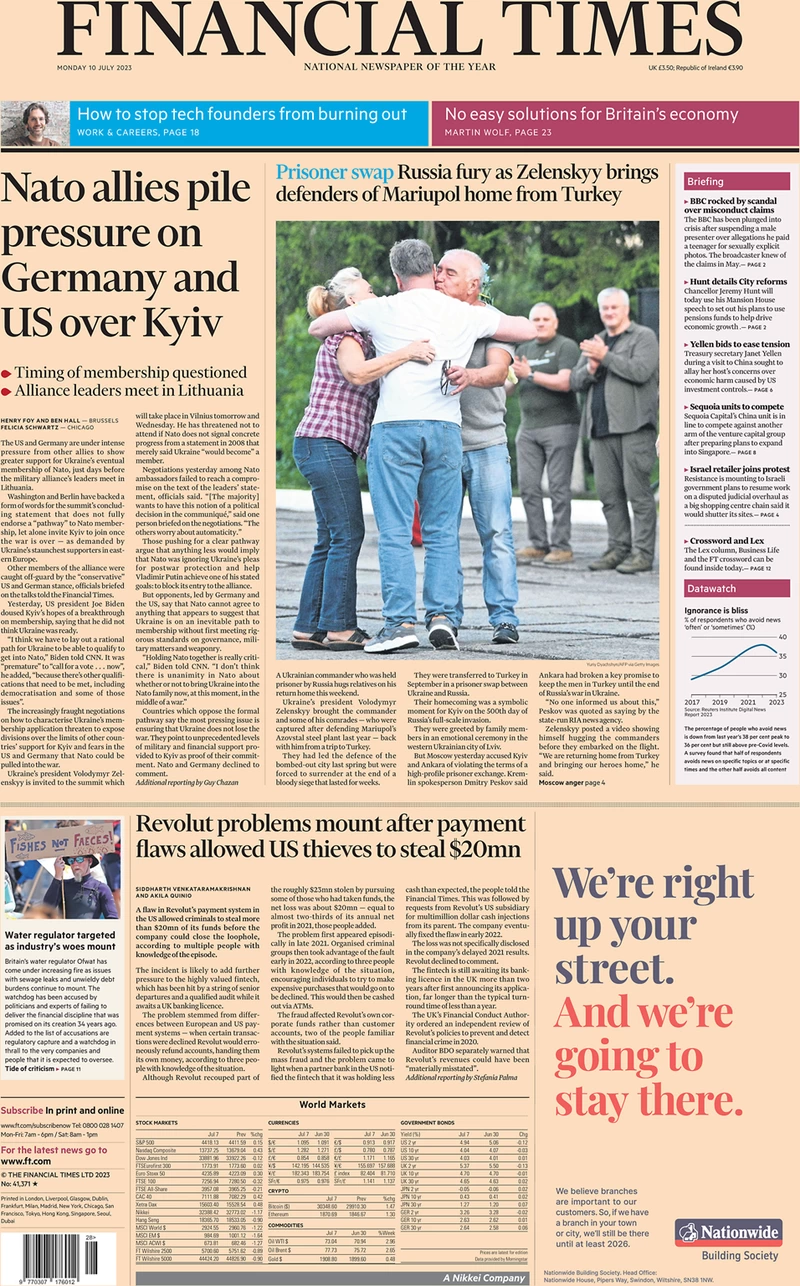 Financial Times - Nato allies pile pressure on Germany and US over Kyiv 
