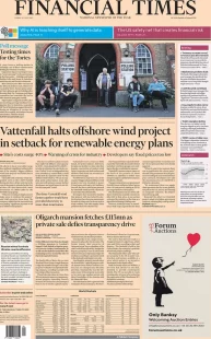 Financial Times – Vattenfall halts offshore wind project in setback for renewable energy plans 