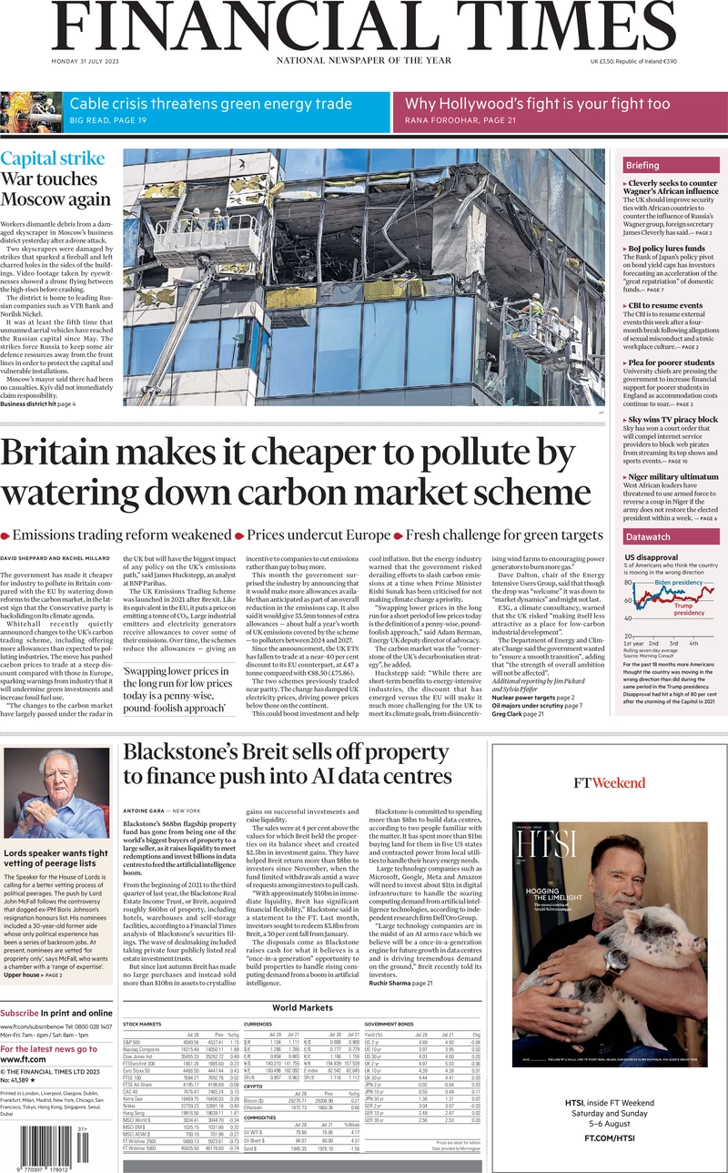 Financial Times - Britain makes it cheaper to pollute by watering down carbon market scheme