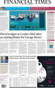 Financial Times – Flavel resigns as Coutts chief after accepting blame for Farage furore  