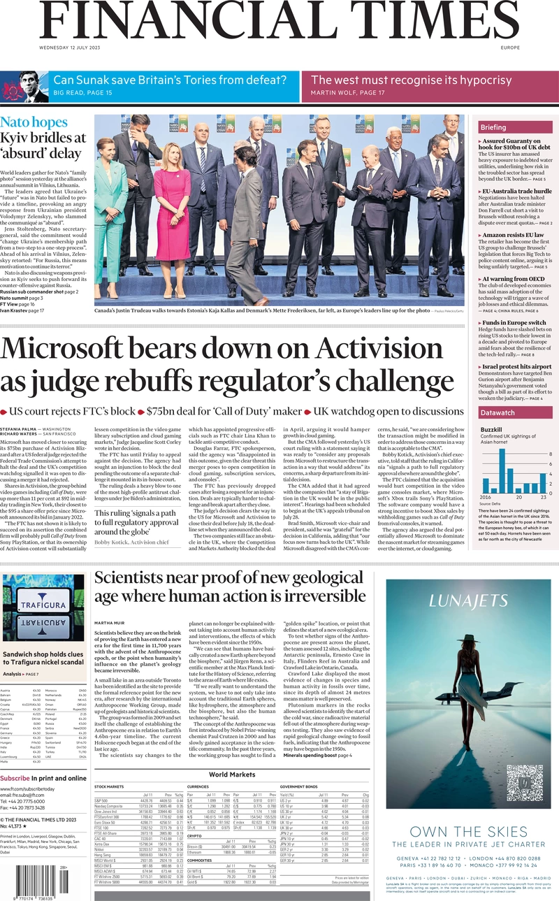 Financial Times - Microsoft bears down on Activision as judge rebuffs regulator’s challenge 
