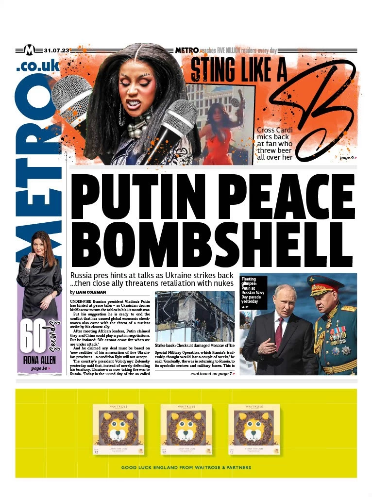 Metro - Putin peace bombshell