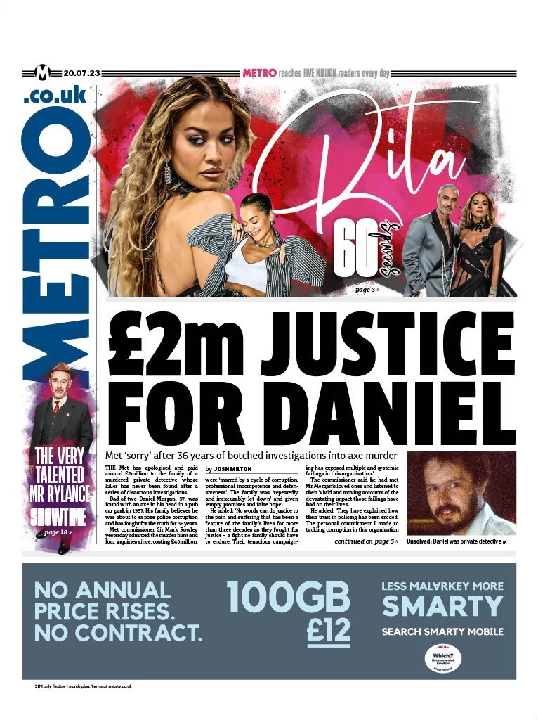 Metro - £2m Justice for Daniel
