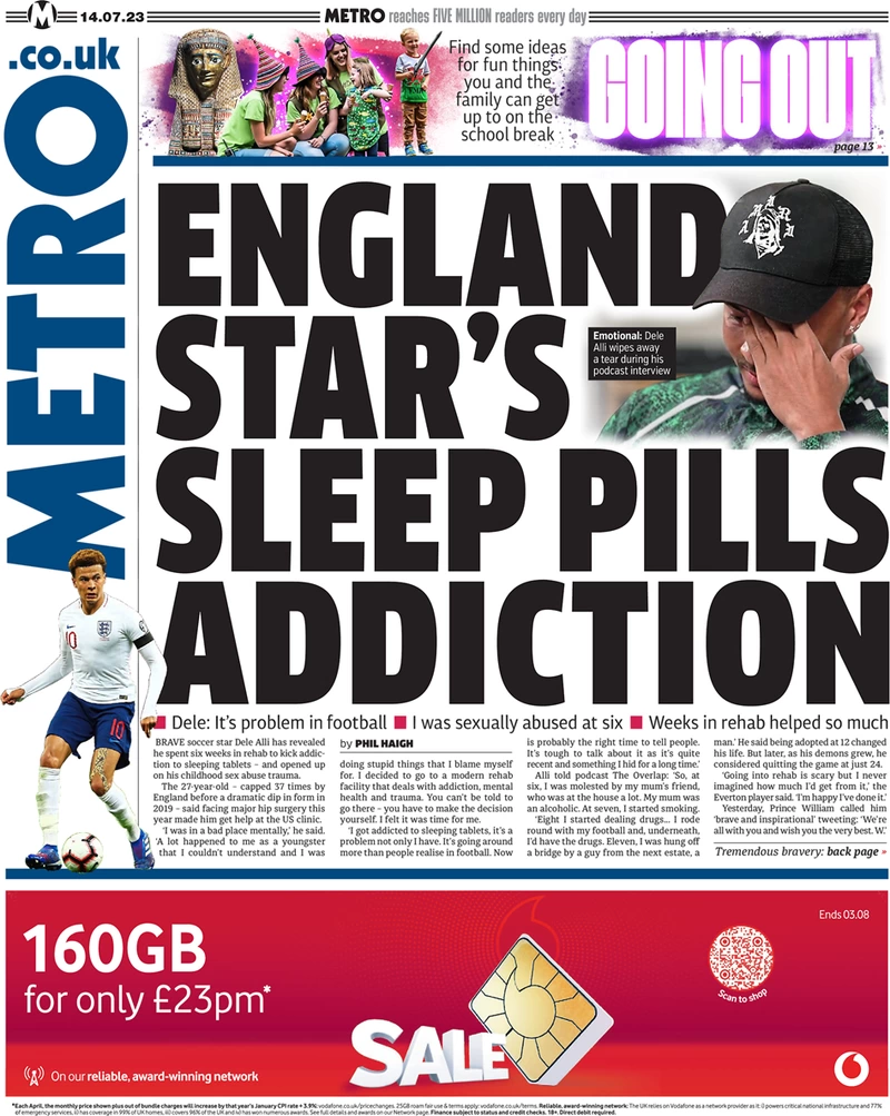 Metro - England star sleeping pill addiction