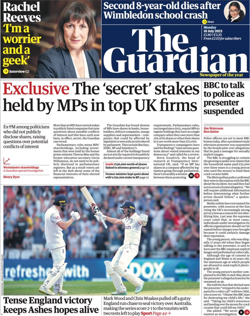 The Guardian - The ‘secret’ stakes held by MPs in top UK firms