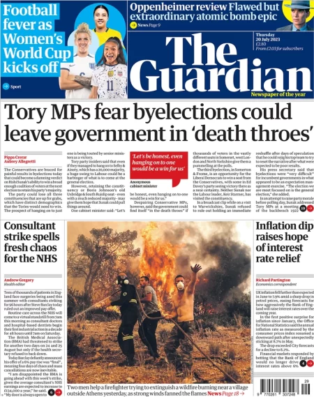 The Guardian - Tory MPs fear byelections could leave government in death throes