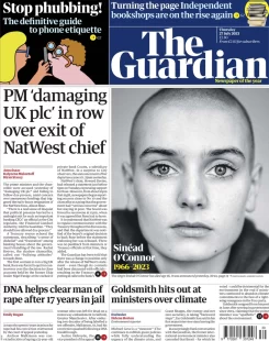 The Guardian – PM ‘damaging UK plc’ in row over exit of NatWest chief 