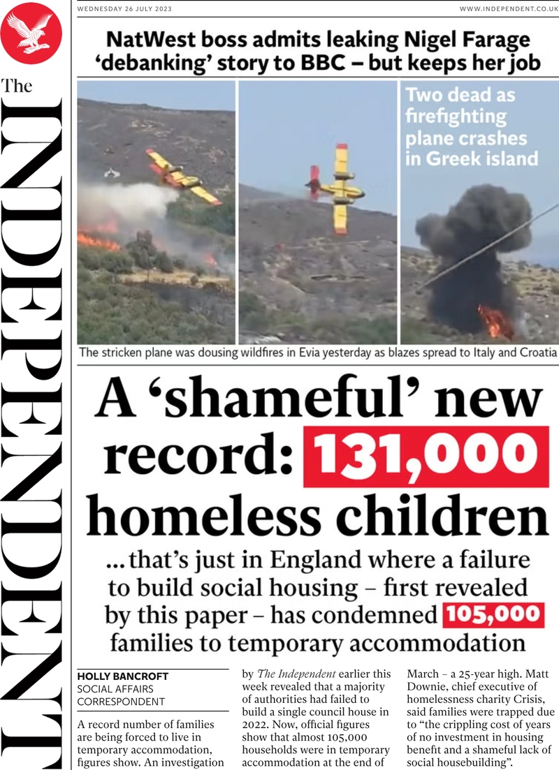 The Independent - A ‘shameful’ new record: 131,000 homeless children