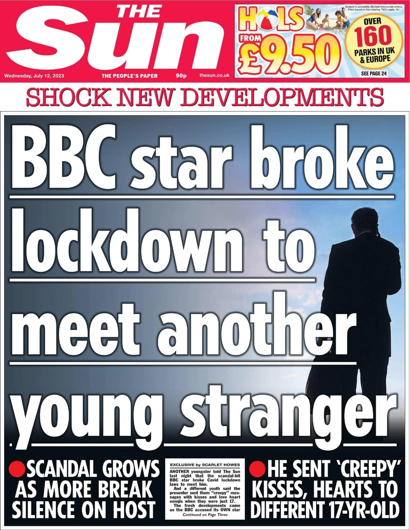 The Sun - BBC star broke lockdown to meet another young stranger