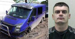Drunk van driver somehow lasted 30 miles with only two wheels