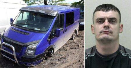 Drunk van driver somehow lasted 30 miles with only two wheels