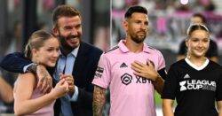 David Beckham couldn’t look prouder as daughter Harper, 12, walks as mascot with Lionel Messi ahead of big Inter Miami win