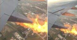 Terrifying moment fireballs shoot out of plane wing: ‘It’s gonna go down’