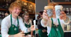 Ed Sheeran picks up a shift at Starbucks and causes chaos by deliberately getting everyone’s names wrong