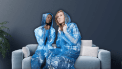 Man makes guests change clothes or wear plastic rain ponchos before sitting on his couch