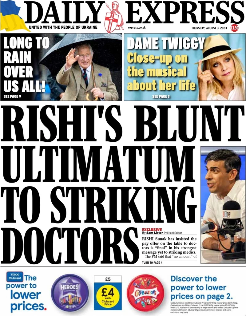Daily Express - Rishi’s blunt ultimatum to striking doctors