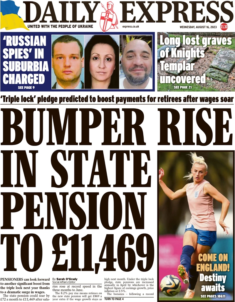 Daily Express - Bumper rise on state pension to £11,469