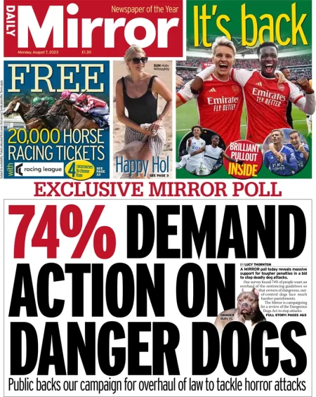 Daily Mirror - 74% demand action on danger dogs