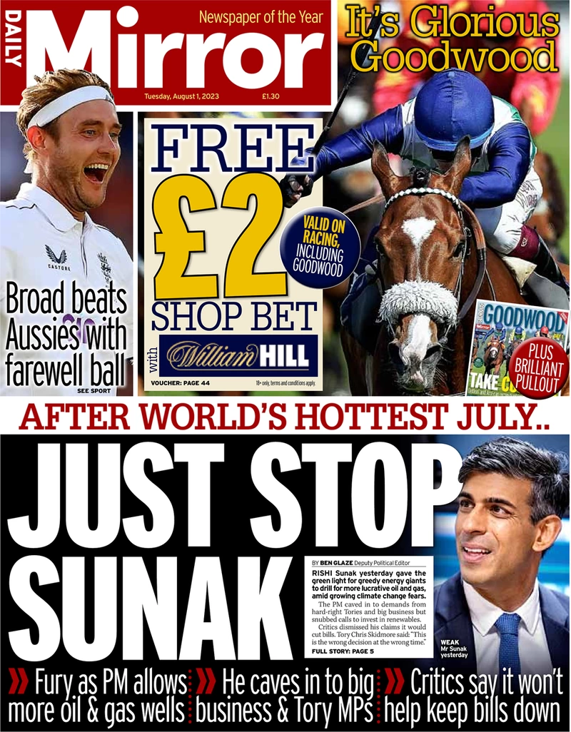 Daily Mirror - Just stop Sunak