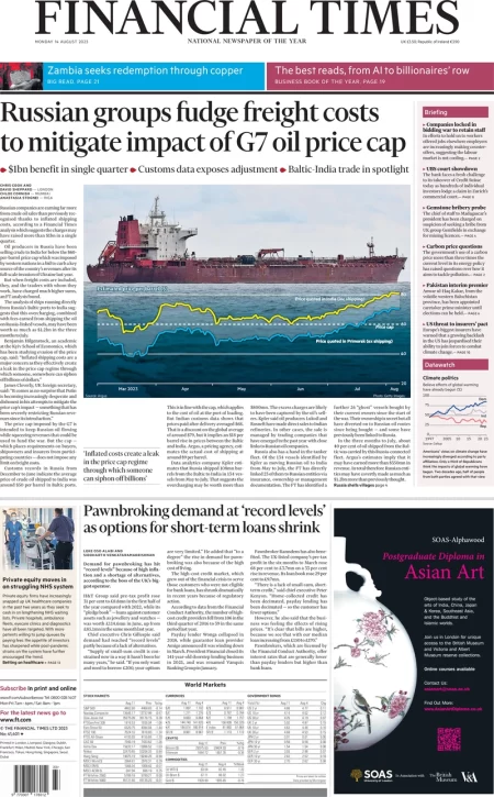 Financial Times – Russian groups fudge freight costs to mitigate impact of G7 oil price cap 