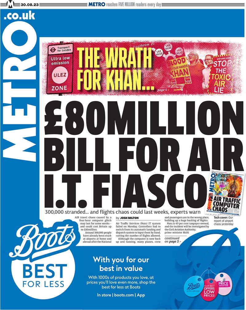 Metro - £80 million bill for air I.T chaos