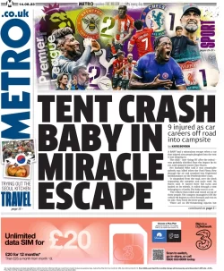 Metro – Tent crash baby in miracle escape 