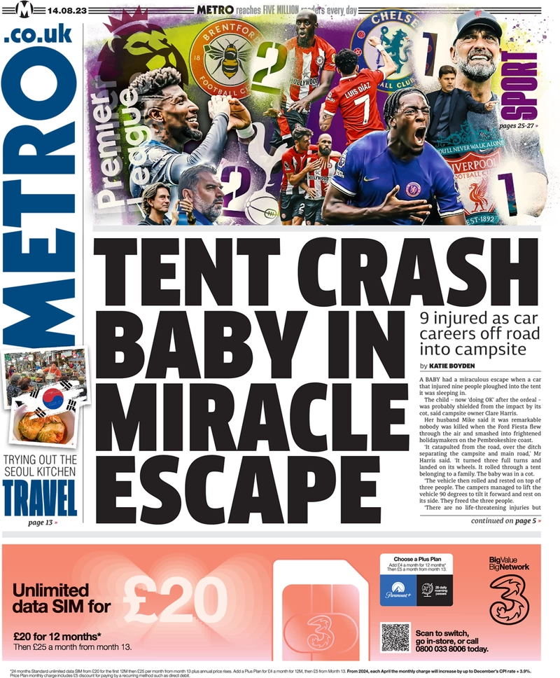 Metro - Tent crash baby in miracle escape